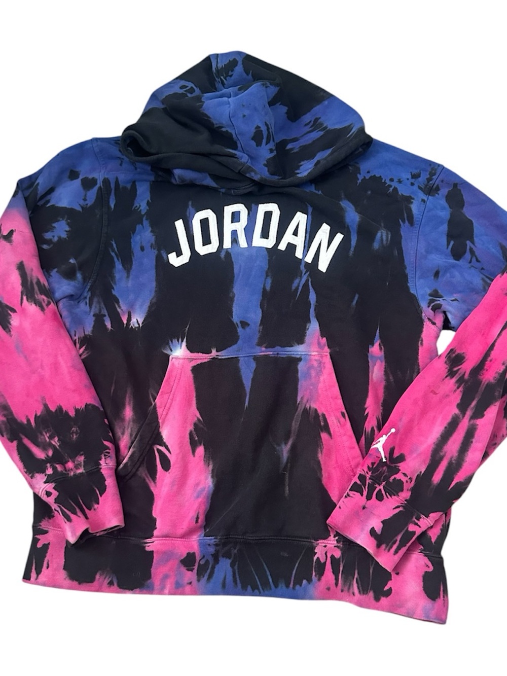 Jordan Tie-Dye Pullover Hoodie in Pink, Blue & Black